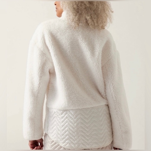 Athleta Sherpa Snap Pullover Magnolia White - Picture 3 of 6